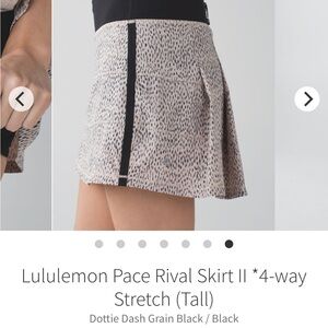 lululemon sz 10 Tall Dottie Dash Grain Black vintage Pace Rival skirt tennis run